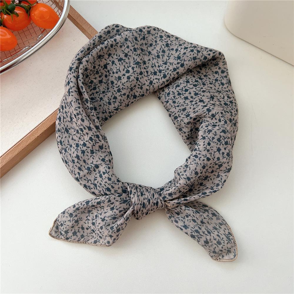 Korean-Inspired Cotton Linen Silk Scarf - Elegant, Simple, High-End Neckerchief for Spring & Autumn