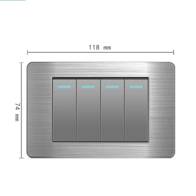 Американский стандарт настенный выключатель света розетка универсальная вилка с usb американская нержавеющая сталь 2-канальная панель розеток 118*74 м компьютер