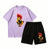 Kids Punk Chicken Fun Printed 11 Colors Outdoor Street Kids T-shirt and Shorts 2 Piece Set Summer Home Casual Outfit Boy and Girl's Sports Set