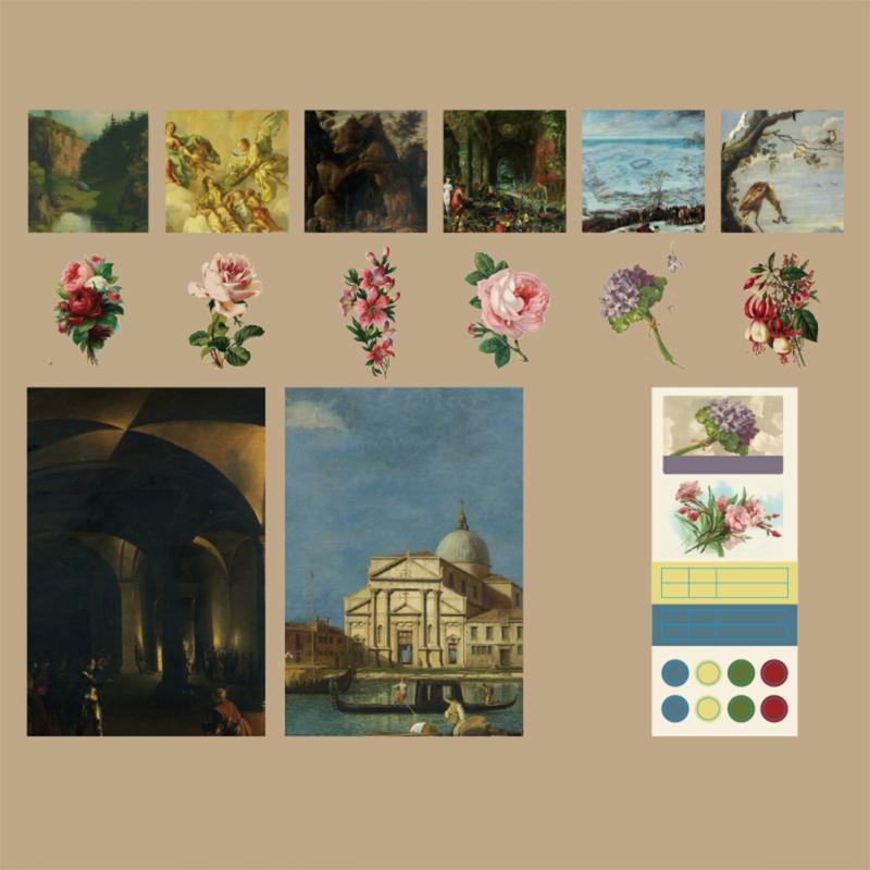 LUOM 15pcs Vintage Style Material Paper Retro Diy Hand-decorated Scrapbooking Stickers For Art