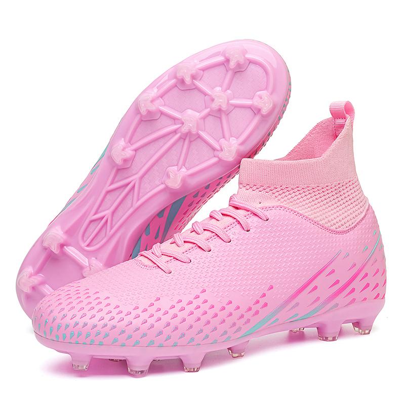 Fashion Men Football Boots Long Spikes High Ankle Soccer Shoes AG/TF Kids Outdoor Grass Cleats Soccer Boots Training Sport Football Shoes