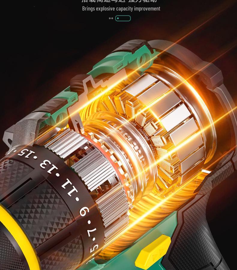 **Green Forest Impact Brushless Lithium Hand Drill: Multi-functional, High Power, Small Household Drill for Wall Chipping and Hole Drilling.**