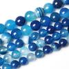 Blue Stripe Agates Stone Natural Round Beads 15"Strand Smooth Loose Spacer Beads 4/6/8/10/12mm for Jewelry Making DIY Bracelets Accessories