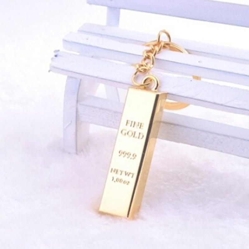 Fashion Metal Faux Gold Bar Ingot Bullion Keychain