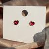 Серьги-гвоздики Huitan Charming Heart Red Zirconie, свадебные украшения, шикарные серьги-гвоздики, изящные женские аксессуары для помолвки