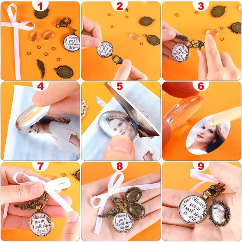 Wedding Bouquet Boutonniere Photo Charm Pin for Bridal Bouquet Groom Boutonniere Memorial Accessory Photo Charm for Suit