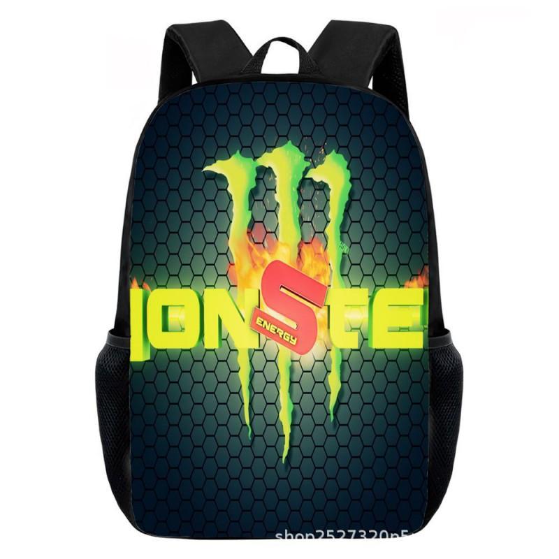 Monster Energy Kids Printed School Backpack 15 Inch Lightweight Breathable Spine Protection