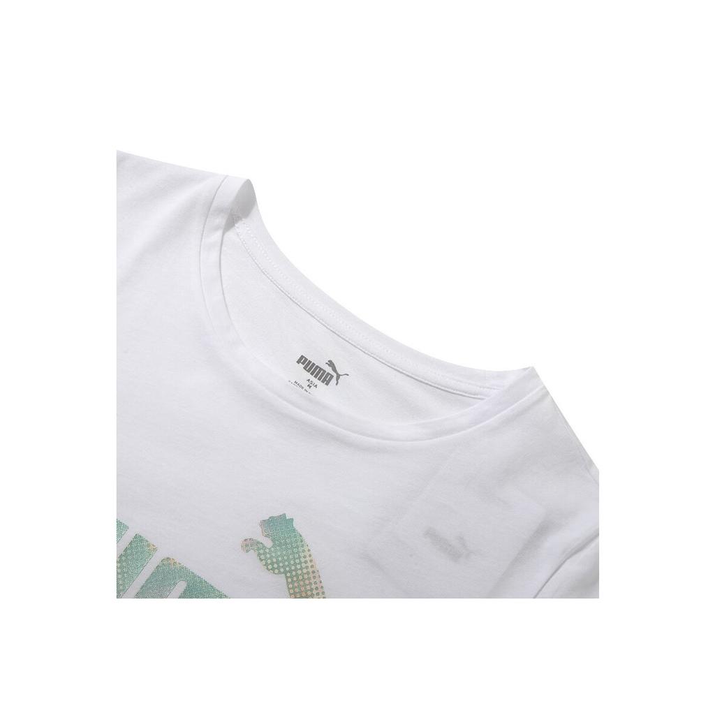 Puma Gradient Letter Print Training T-Shirt Women Tops White 682140-02