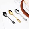 3/4/6/12Pcs Gold Dessert Spoons Stainless Steel Stiring Spoon Set Cake Salad Spoon Retro Black Thin Cutlery Luxury Sliverware
