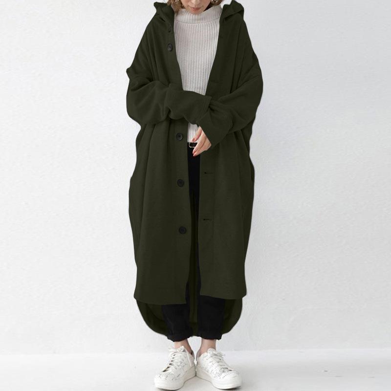Women's Clothing Windbreaker Coats Coats European and American Coats Women's Hooded Mid-Length Coats