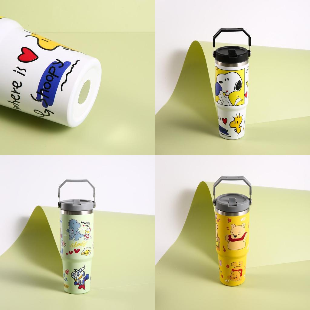 Стильная и портативная термокружка из нержавеющей стали с мультяшным дизайном, 30 унций