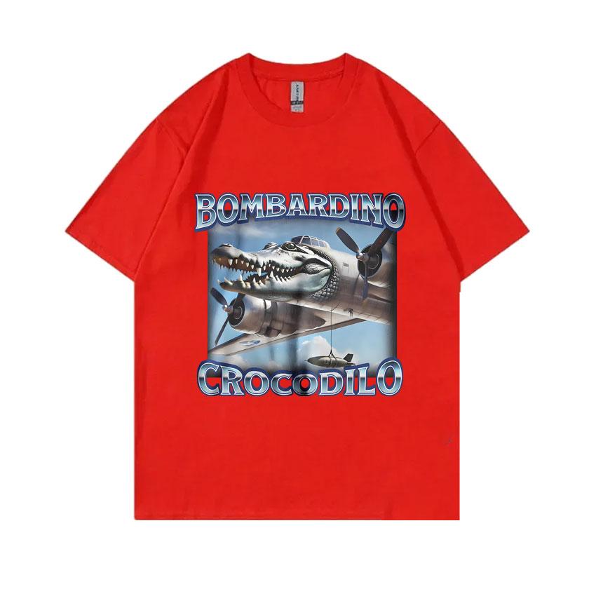 Bombardiro Crocodilo Funny Crocodile Plane Bomber Meme T-shirts Men Women Gothic Vintage T Shirts Casual Humor Oversized T Shirt