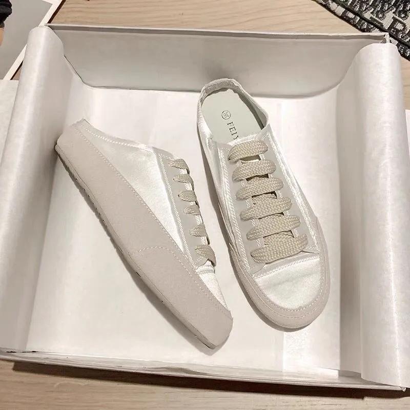 Мода 2025 Новые парусиновые туфли Женские вулканизированные туфли Студенческие однотонные кроссовки Женские балетки Повседневные дышащие для ходьбы Путешествия Теннис