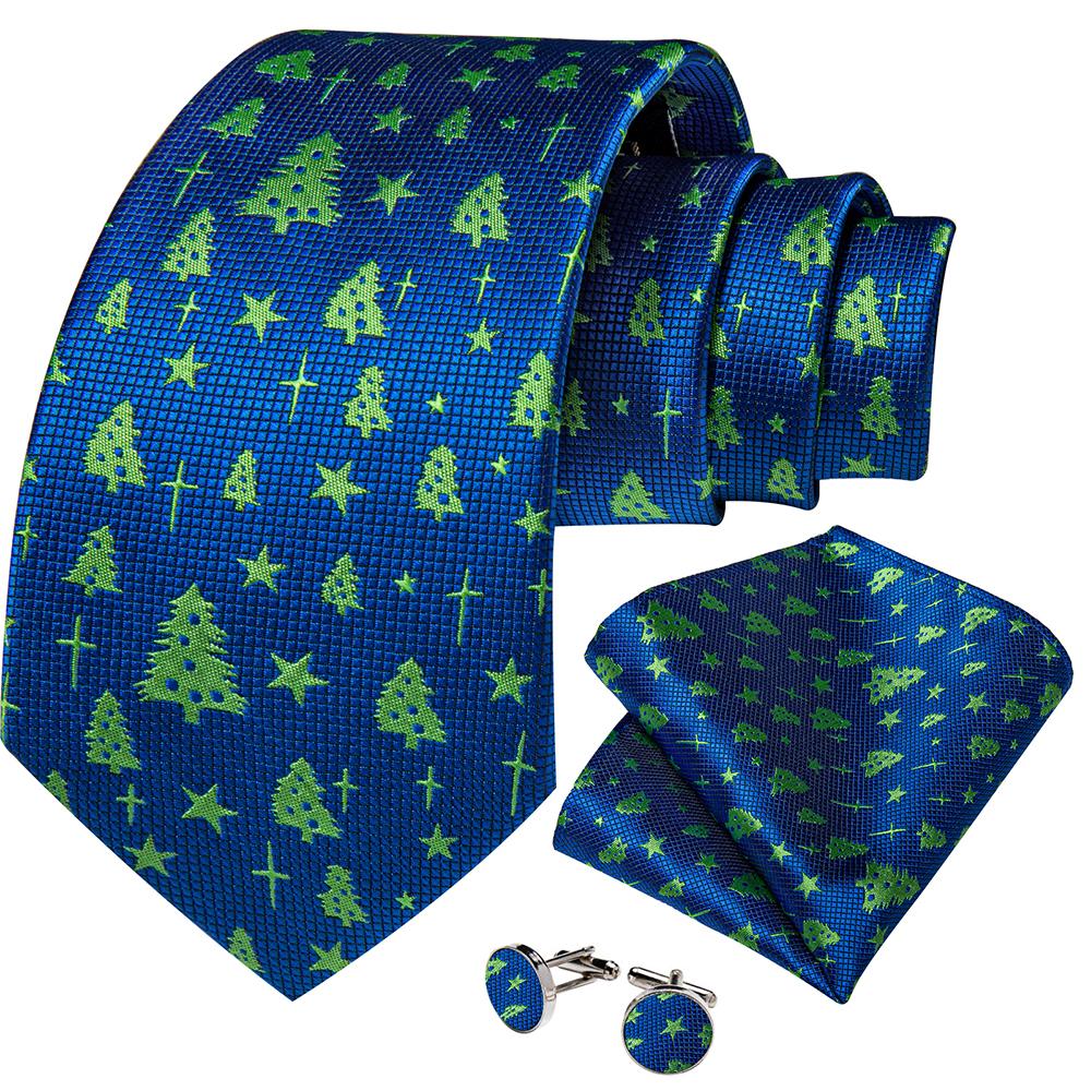 Dibangu Классический мужской рождественский галстук, шелковый тканый жаккардовый галстук, комплект с нагрудными квадратными запонками для рождественской вечеринки, выпускного вечера