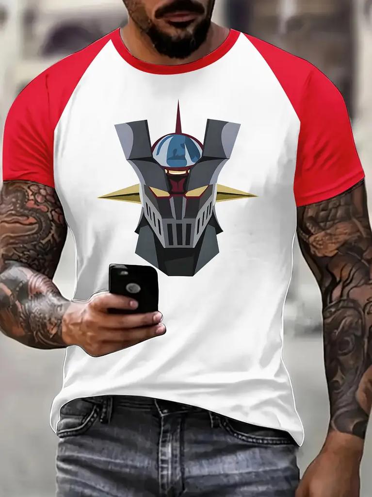 Classic Anime Mazinger Z Robot 3D Printed T-shirt Summer Men's Cartoon Short Sleeved Shirt Harajuku Street Casual Round Neck Pullover