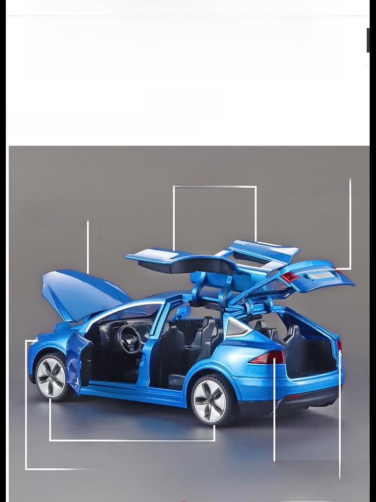 1:32 игрушечных литого автомобиля Tesla Model X со звуком, светом и открывающимися дверями - инерционный механизм для детей.