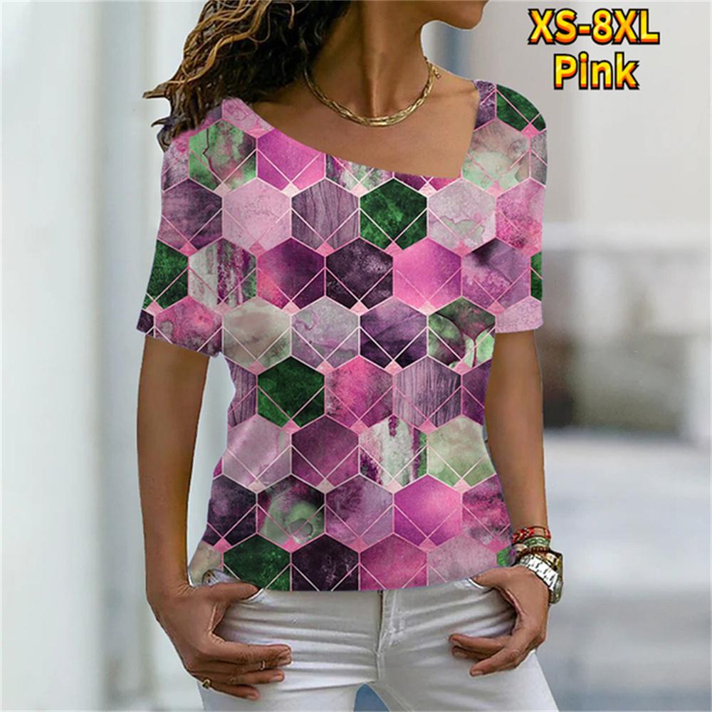 Женская футболка с рисунком, графический принт, V-образный вырез, базовые топы, футболка с коротким рукавом, XS-8XL/3D-печать