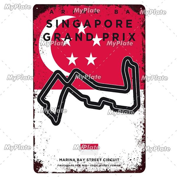 Гоночный трек металлический знак винтажная табличка сервиз жестяная вывеска настенный декор для гаража гоночный автомобиль пластина поделки постер F1 игра на заказ