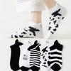 5 пар женских носков с милым коровьим узором, короткие носки, креативные носки с принтом, носки до щиколотки