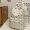 Large Capacity Bow Pattern School Bag Multi-compartment Rucksack Floral Print Backpack  Travel