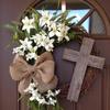 Easter Wreath With Cross  Rustic Grapevine Easter Wreath With  Bow Easter Decorations Easter Decor