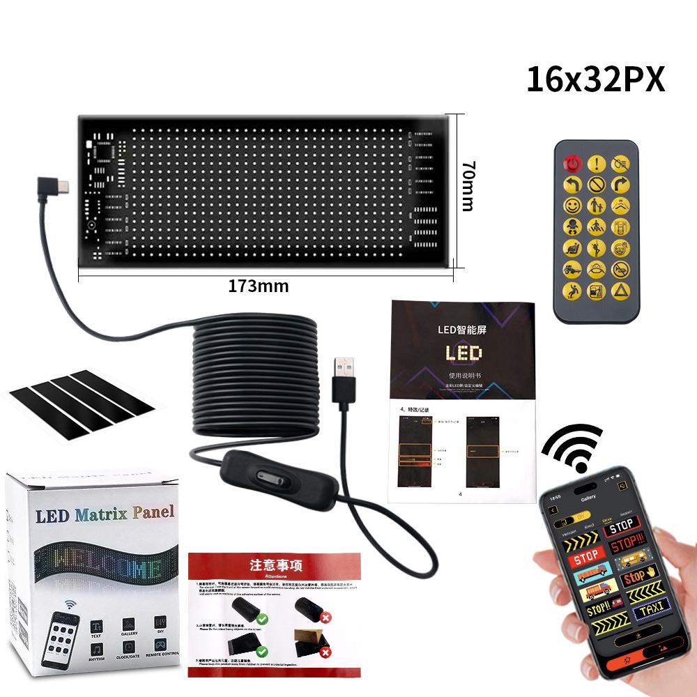 Бегущая реклама Светодиодный дисплей USB RGB Управление приложением для автомобиля Bluetooth Пользовательский дисплей логотипа Текст Шаблон Анимация Программируемый