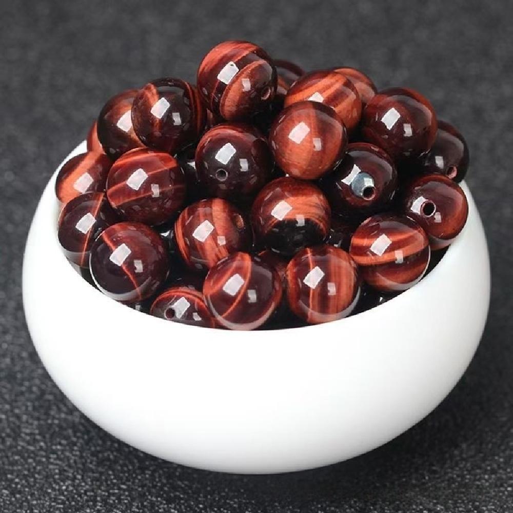 Бусины из натурального камня Красный тигровый глаз 15" нить Гладкие Свободные Разделительные бусины 4/6/8/10/12 мм для изготовления ювелирных изделий DIY браслеты Аксессуары