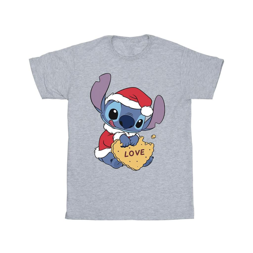 Disney Mens Lilo And Stitch Christmas Love Biscuit T-Shirt