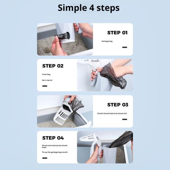 Совок для кошачьего туалета с мусорным контейнером Эргономичная ручка Лопата для кошачьего туалета Портативный совок для кошачьего туалета Сито для кошачьего туалета с дозатором отходов