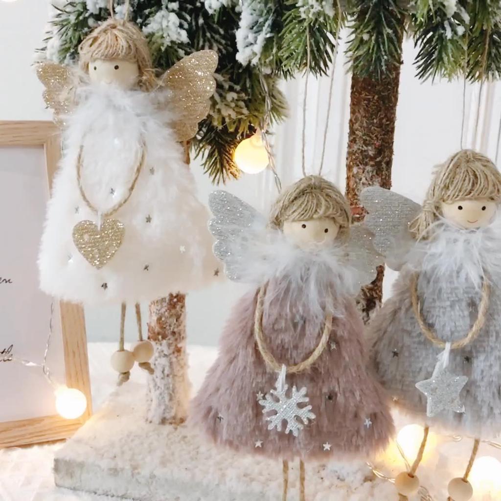 Lovely Christmas Angel Plush Doll Hanging Pendant Christmas Decoration for Home Christmas Tree Decorations Xmas New Year Gifts