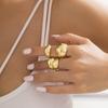 Gold Color Smooth Geometric Open Rings Set For Women Exaggerated Metal Irregular Thick Chunky Ring Jewelry Gift