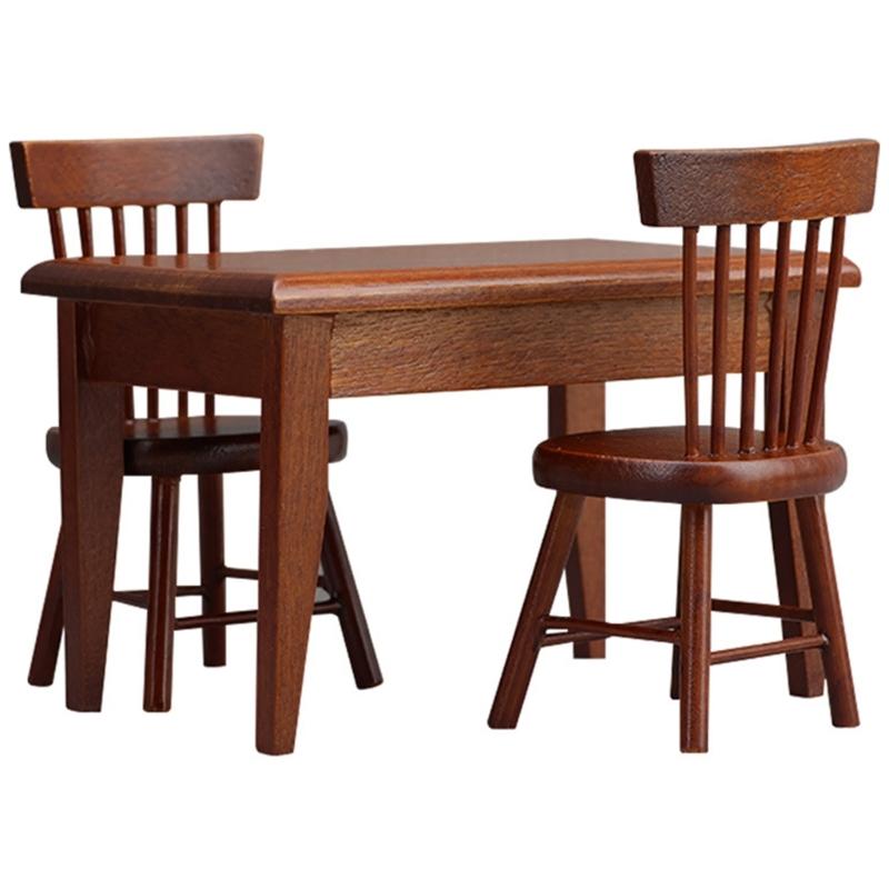 3PCS 1:12 Scale Miniature Kitchen Furniture Set Realistic Wooden Dollhouses Accessories For Dining Room Decors
