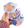 Hand-operated Mini Round Fan With Handle Portable Cloth Fan Cartoon Folding Round Fan  Summer