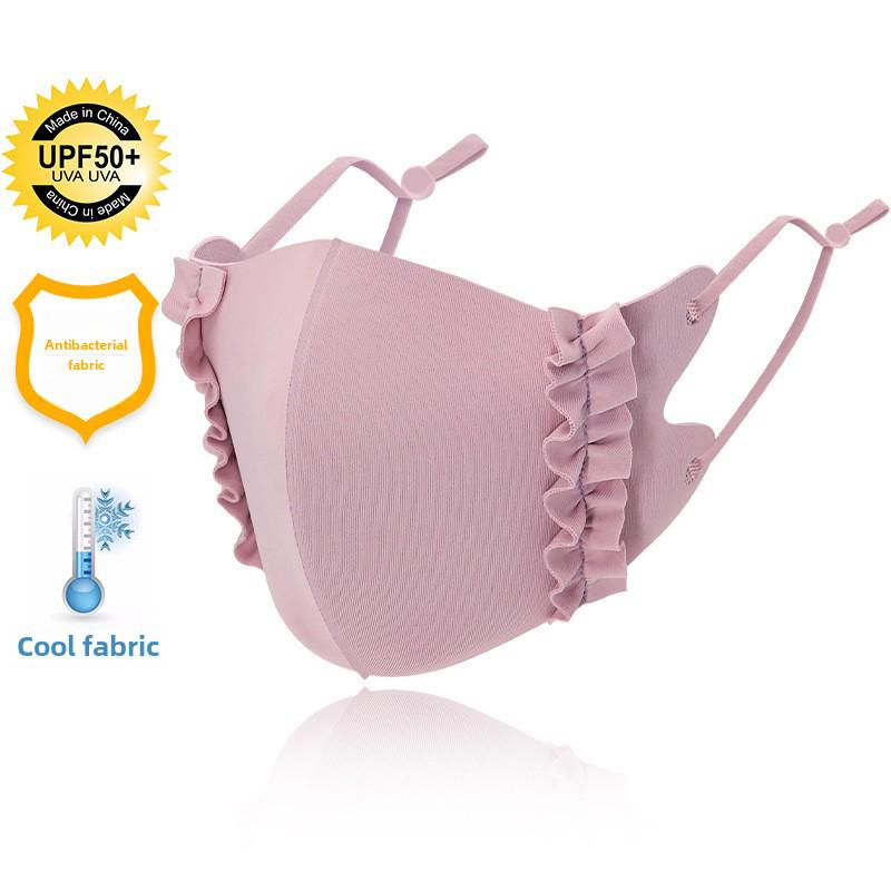 Маска Ice Silk 3D с регулируемым краем для ушей - карамельного цвета, тонкая, дышащая, солнцезащитная, из прохладной ткани