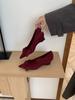 2025 новая осень новая остроносая замшевая туфля-бант ретро высокие каблуки женская модная танкетка для работы