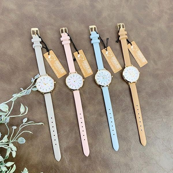 [Fieldwork] Women's Watch Snoopy Analog Leather Belt Watercolor Illustration Blue PNT033-3