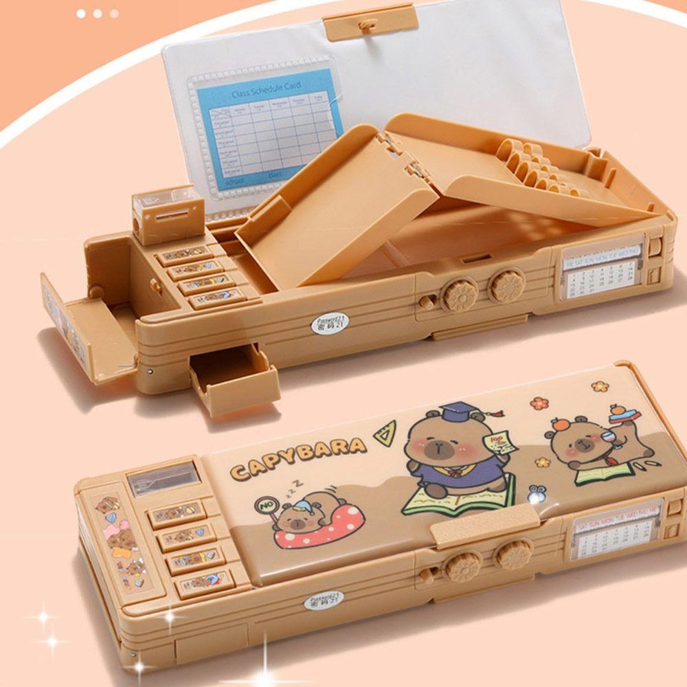 Двухслойный пенал-капибара большой вместимости, органайзер для канцелярских принадлежностей, пенал, студенты