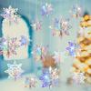 12pcs Iridescent 3D Paper Snowflake Garland - Perfect for Christmas, Frozen Themed Parties - Easy Assembly Hanging Decorations
