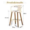 Set of 2 bar stools with armrest, teddy fabric/PU leather, wooden legs, metal footrest, modern Scandinavian