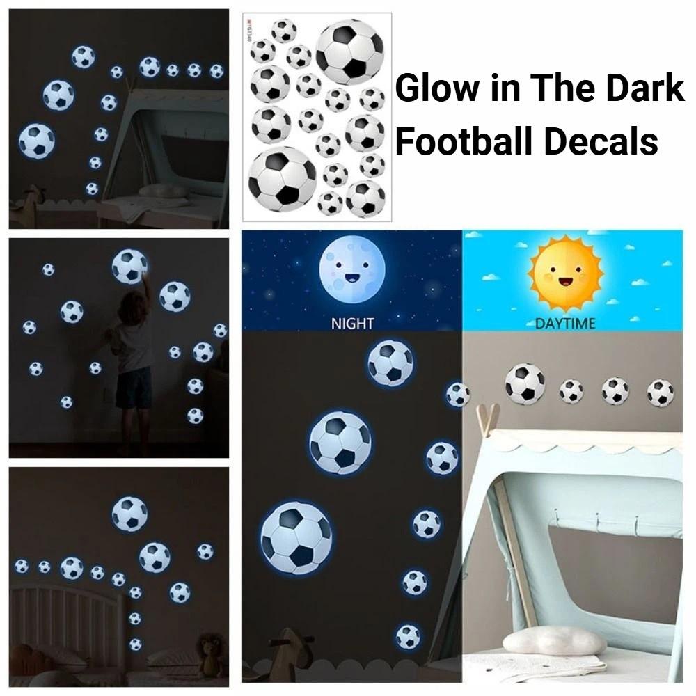 Glow in The Dark Cartoon Football Stickers Creative Glowing Football Stickers Soccer Fan