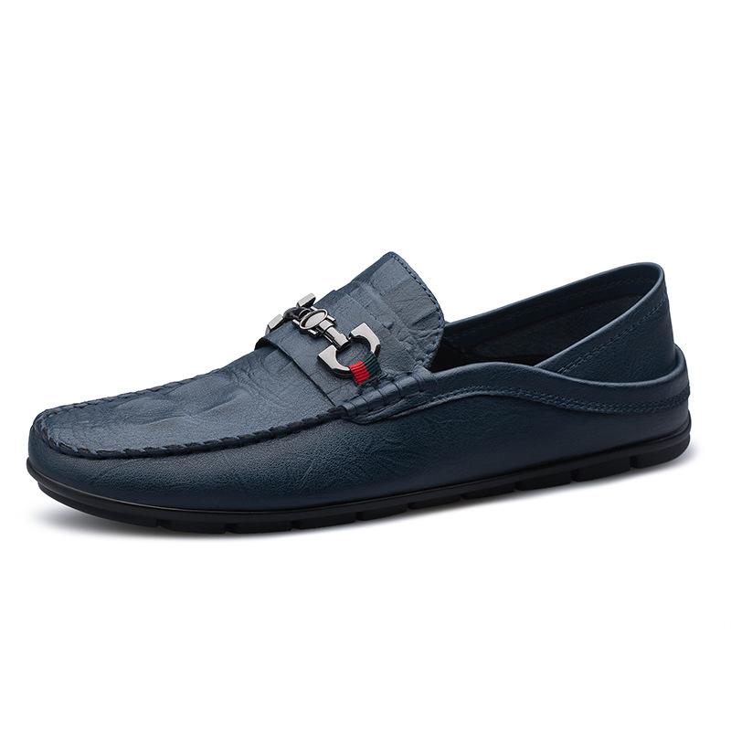 -6 Men'S Shoes Loafer Leather Shoes Flat Driving Casual Shoes Spring Low-Top Foot Cover Genuine Leather Cowhide Surface Single Shoes Large Size