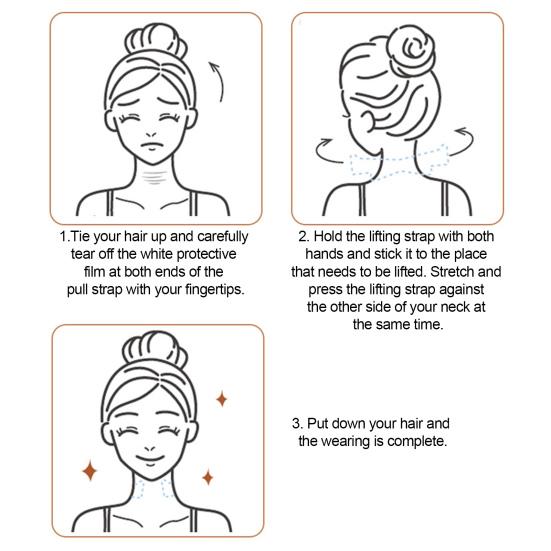 Патч для подтяжки шеи Водонепроницаемая невидимая лента для подтяжки от двойного подбородка, обвисшей кожи, многоразовые невидимые наклейки для подтяжки шеи