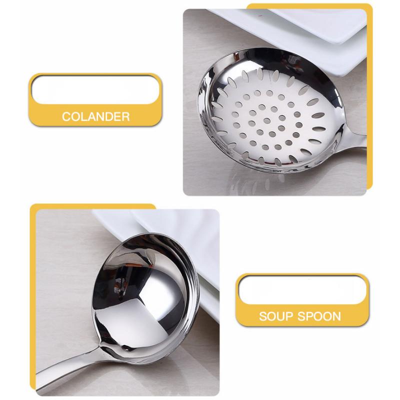 HANYANG Stainless Steel Spatula Soup Spoon Kitchen Cooking Spatula Spoon Loaded Frying Fish Spatula Leak Spoon Large Leak Spoon