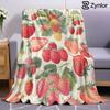Sweet Strawberry Bloom Lightweight Microfiber Soft Christmas Fleece Blanket Warm Cozy Throw for Sofa Office Travel All Season