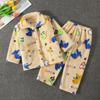 New Kids Winter Soft Flannel Pajamas Clothing Sets Boys Girls Cartoon Thicken Warm Lapel Tops with Pants Pyjamas Sleepwear Casual Homewears