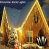 LED Curtain Icicle Outdoor Garden Decor Ornament Fairy Lights In Falling Snow Christmas