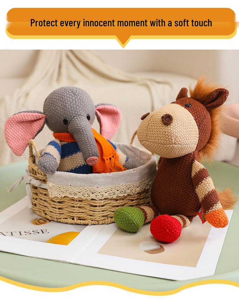 Вязаная шерстяная плюшевая игрушка Кролик и Корова - Игрушка-кукла животное крючком для самостоятельного изготовления, Подарок