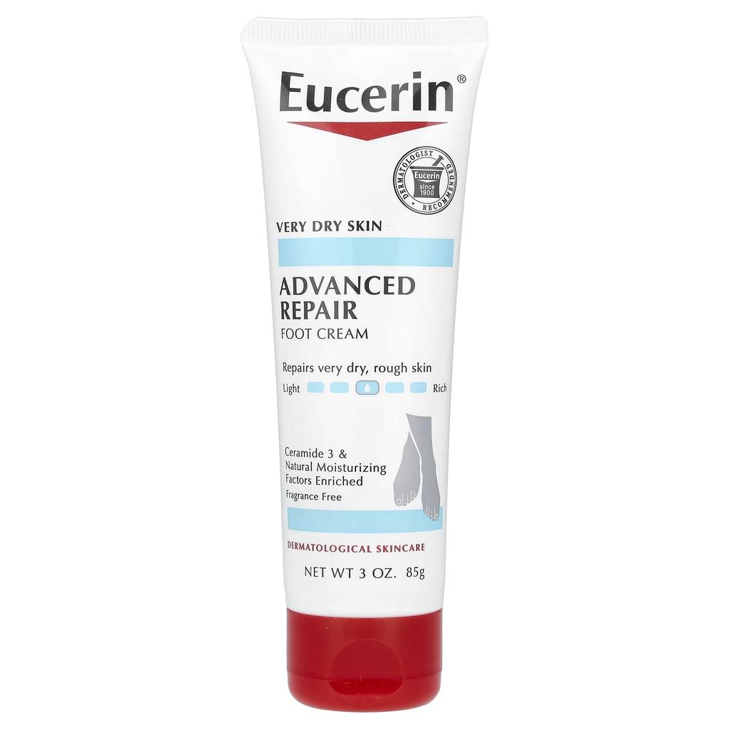 Eucerin Advanced Repair Foot Cream, Unscented, 3 Oz (85 G)