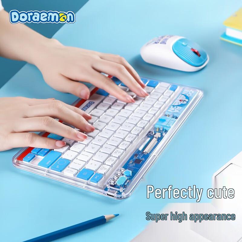 ROCK SPACEROCK Doraemon Wireless RGB Keyboard and Mouse Combo