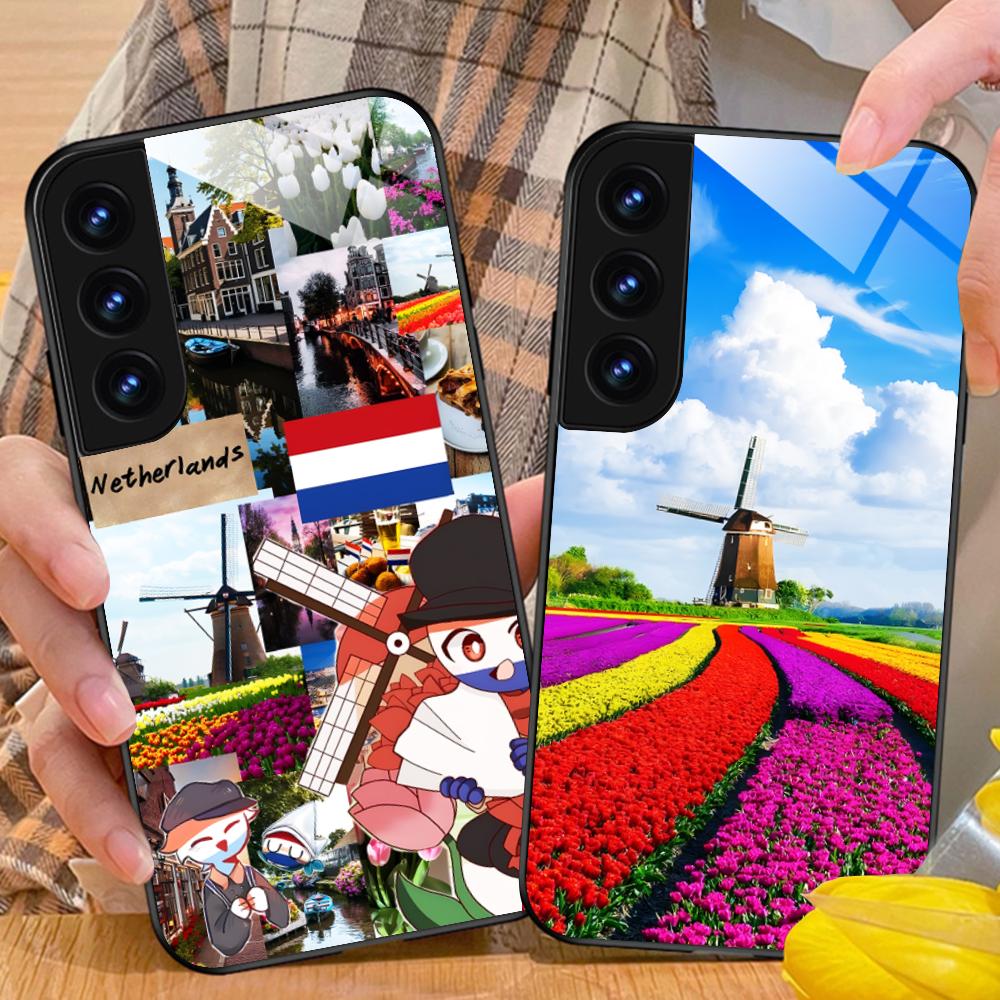 Netherland Dutch Flag Glass Mobile Phone Case for Samsung Galaxy S26 S25 S24 S23 S22 S21 S20 Note20 Plus FE Ultra Colorful Cover